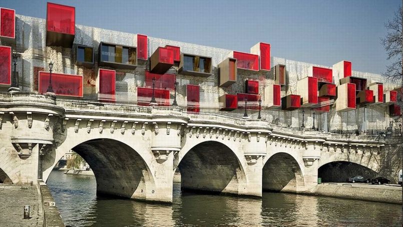 Dans son livre Le petit Paris, l’architecte Stéphane Malka a conçu une «ville modulable» sur le Pont Neuf. <br/> Crédit: Malka Architecture.