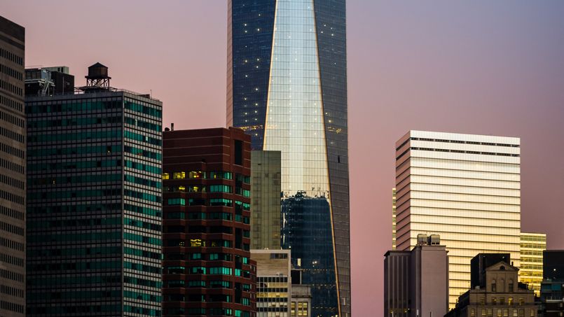 La «Freedom Tower» <i>(au centre)</i>, dans le quartier de Manhattan.