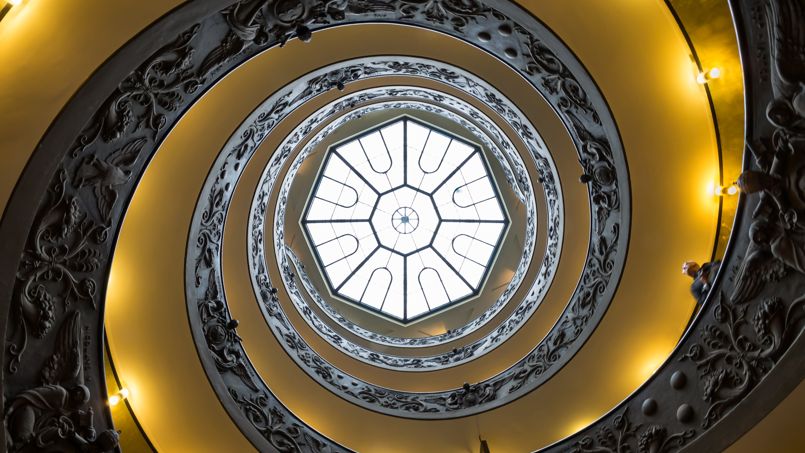 Les escaliers en spirales du Musée du Vatican. Crédit Photo: Wikimedia