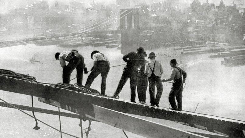 Ouvriers sur un chantier à Manhattan, en 1909.