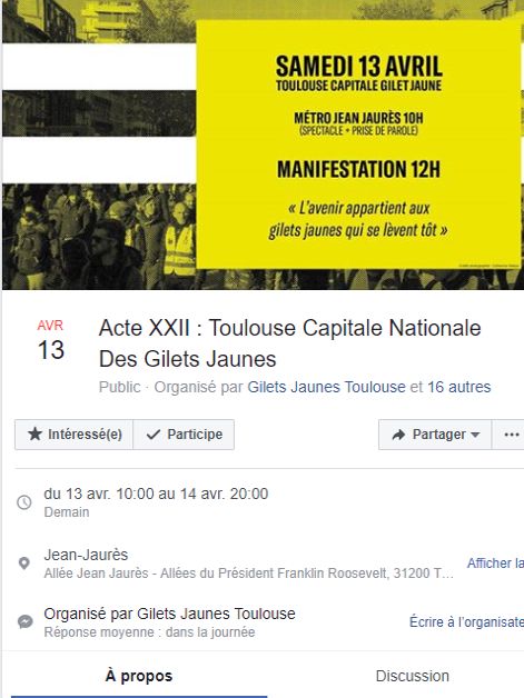 Gilets Jaunes Toulouse Capitale Nationale Du Mouvement