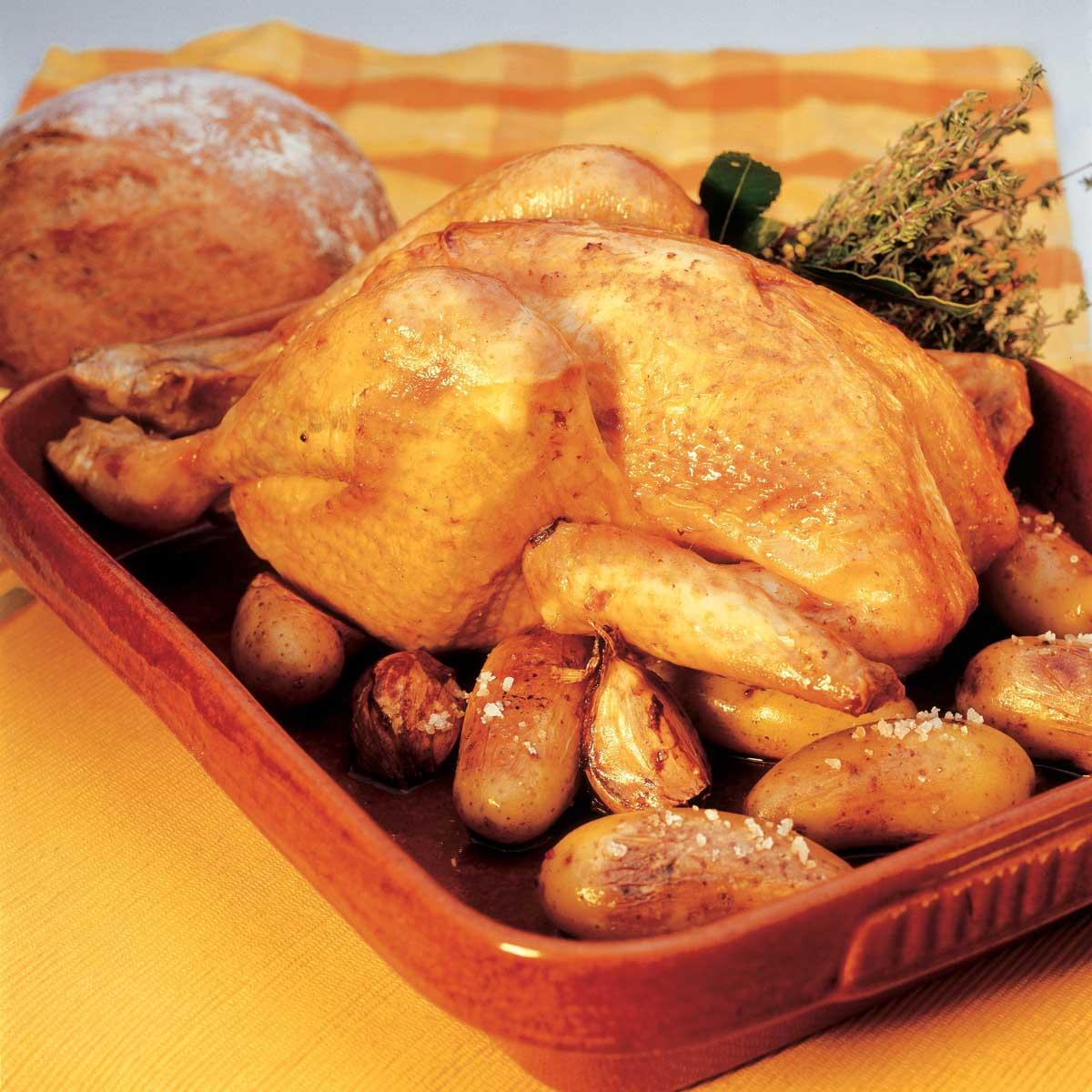 Recette poulet rôti, pommes de terre à la fleur de sel Cuisine