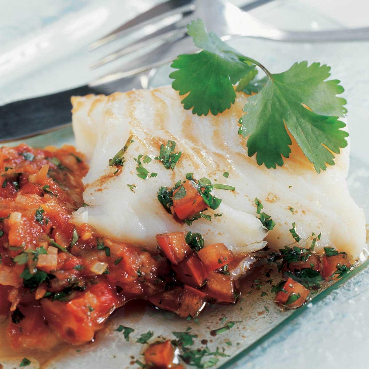 Recette Filet De Cabillaud, Concassée De Tomates à La Coriandre ...