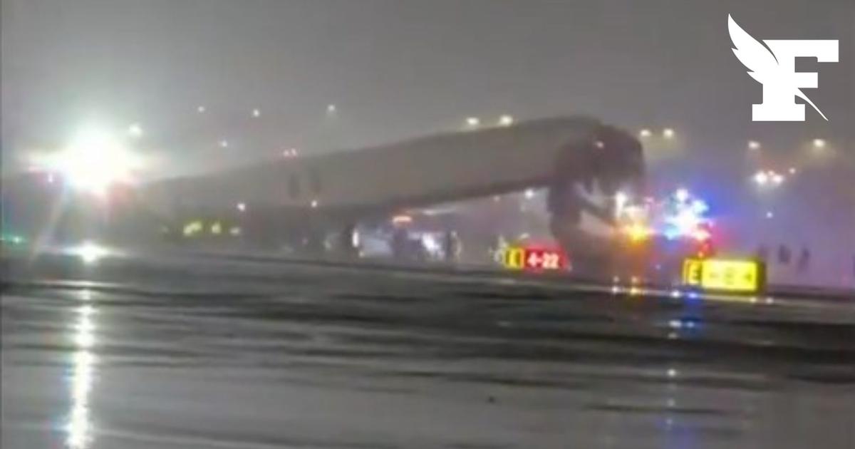 New York : les images d’un avion Air Canada accidenté après une collision avec un véhicule sur le tarmac