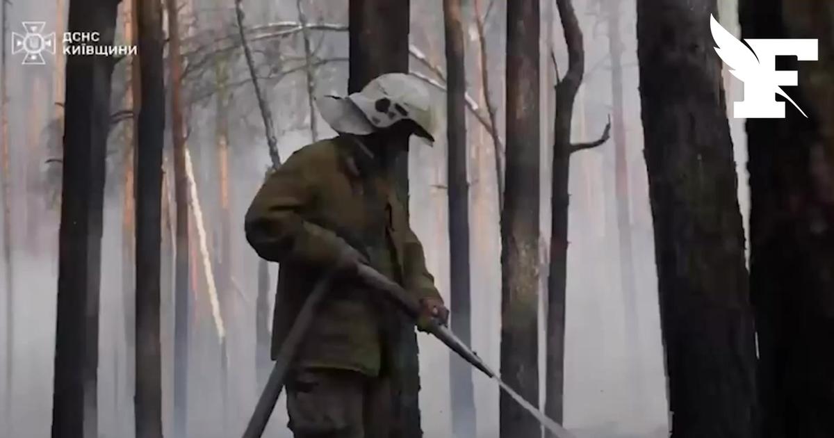 Les images d'un incendie de forêt qui ravage la zone interdite de Tchernobyl après le crash d’un drone