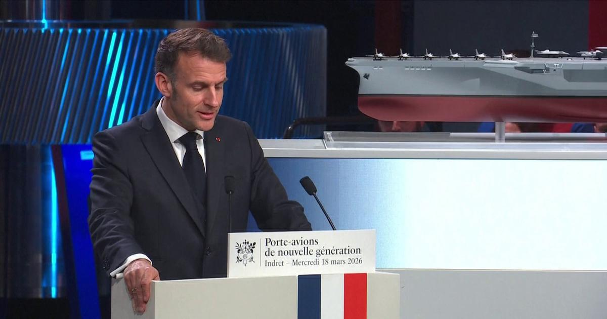 Le nouveau porte-avions sera «capable d'intégrer les nouvelles ruptures technologiques», notamment l'intelligence artificielle, annonce Macron