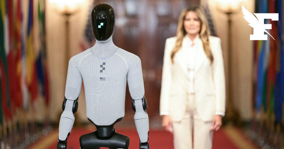 Melania Trump marche aux côtés d’un robot à la Maison Blanche, sous les yeux de Brigitte Macron