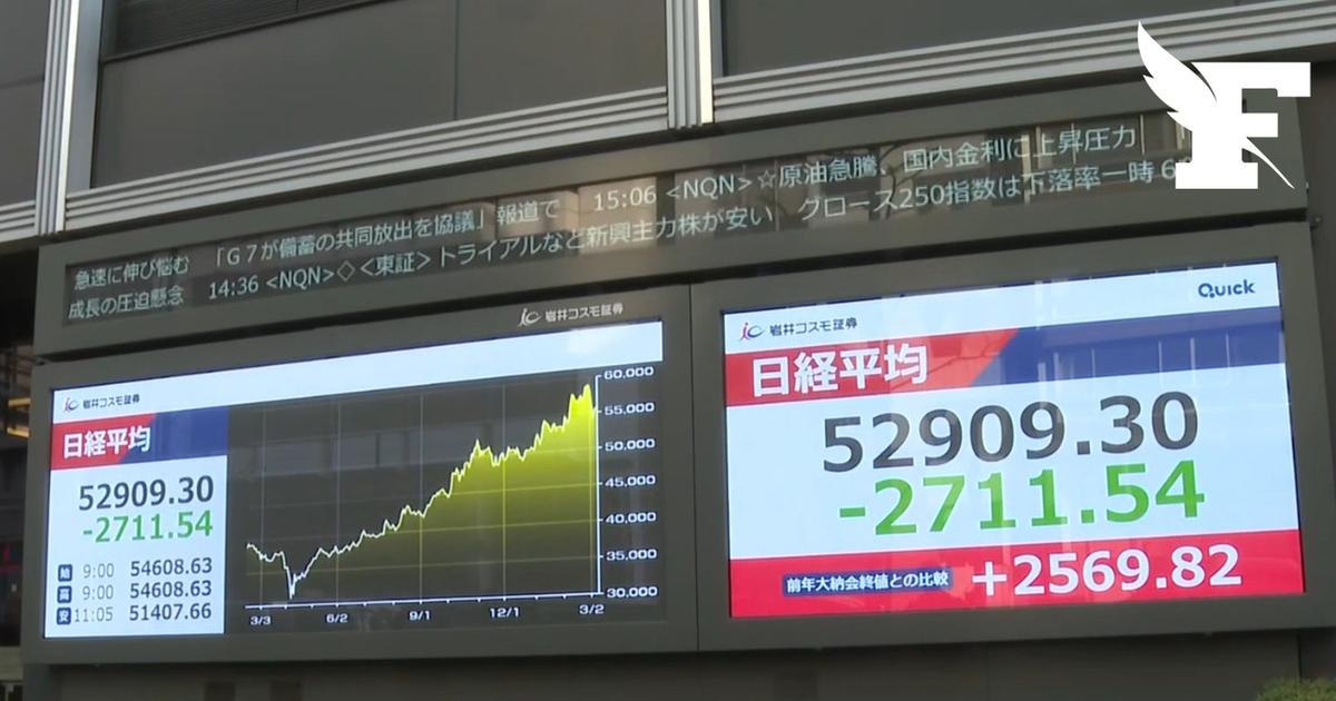 Guerre au Moyen-Orient: la Bourse de Tokyo clôture en chute de 5%