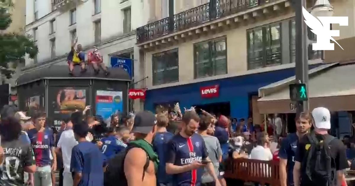 Ligue des champions: les images des supporters du PSG survoltés à Paris avant la finale