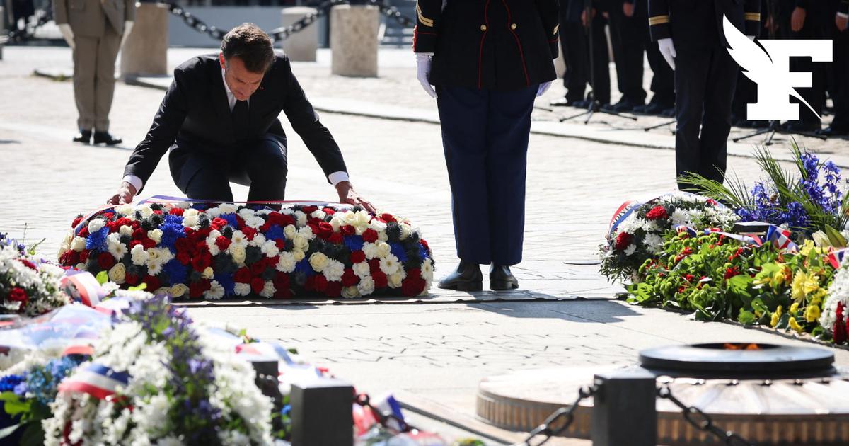  La Marseillaise, Emmanuel Macron allumant la flamme du Soldat inconnu... Les images des commémorations du 8 mai 