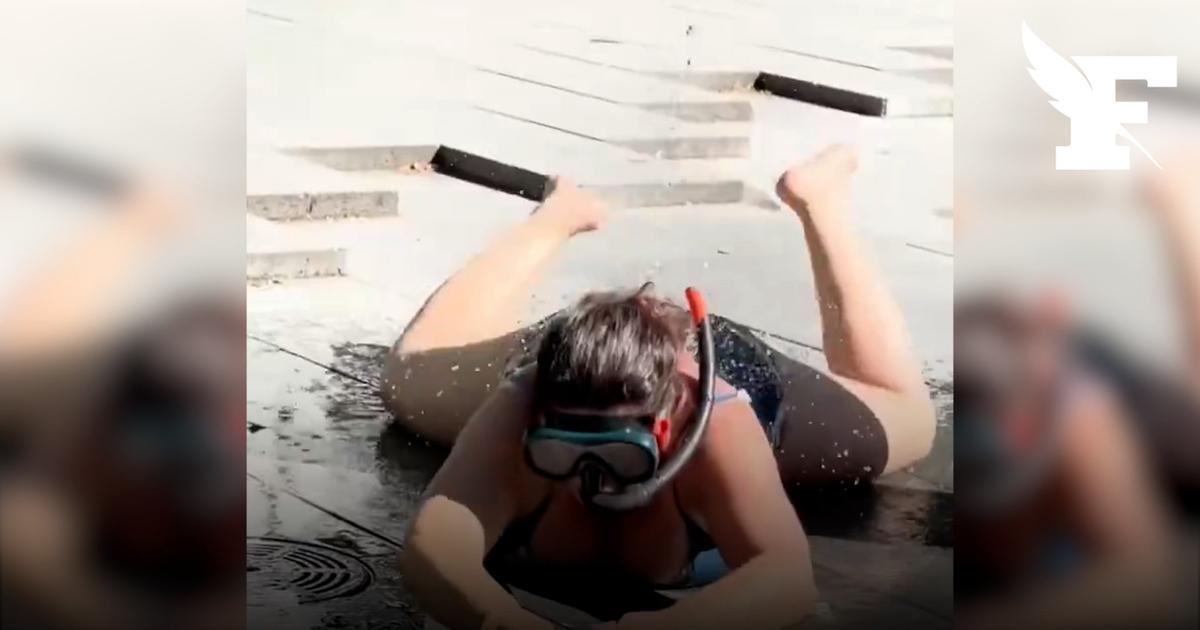 À Bruxelles, une députée fait le buzz en nageant dans une flaque d’eau