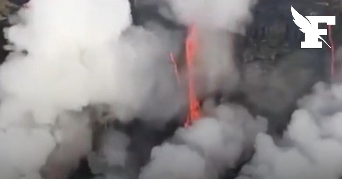 Les images impressionnantes de la lave du Piton de la Fournaise qui se jette dans l'Océan Indien