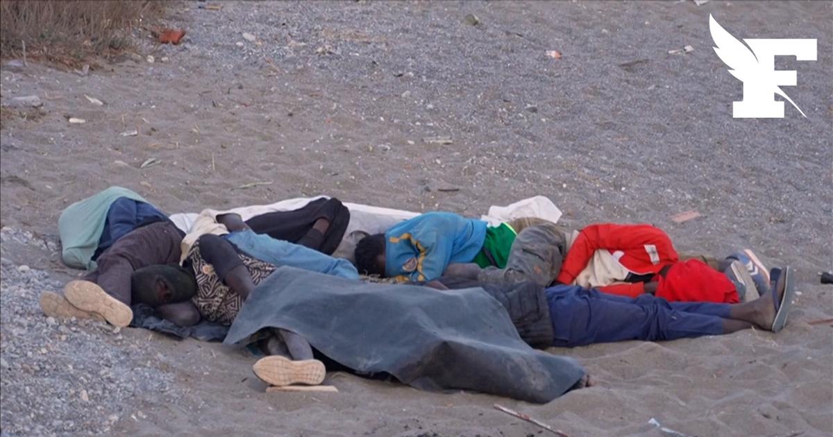 Les images de migrants dormant à la belle étoile sur une plage surveillée à Ceuta