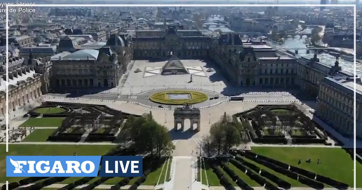 Paris, ville endormie: le Louvre et les Tuileries vus du ciel