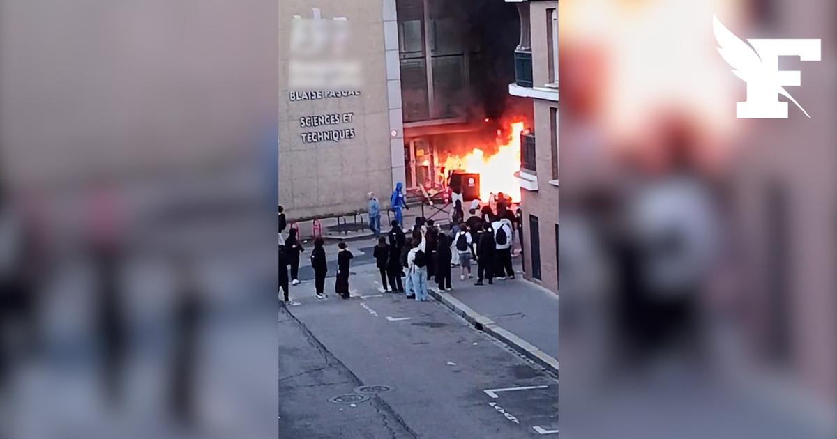 Blocus des lycées : les images de l'incendie qui s'est déclaré devant le lycée Blaise-Pascal à Rouen