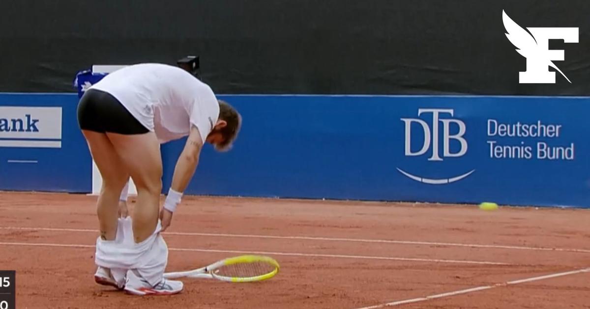 Tennis: le Français Corentin Moutet baisse son short après un point très disputé à Hambourg