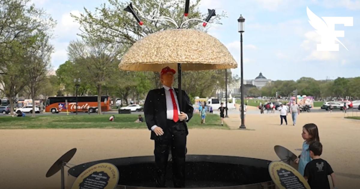 Les images de la statue satirique de Donald Trump installée à Washington pour protester contre le «Dôme d'or»