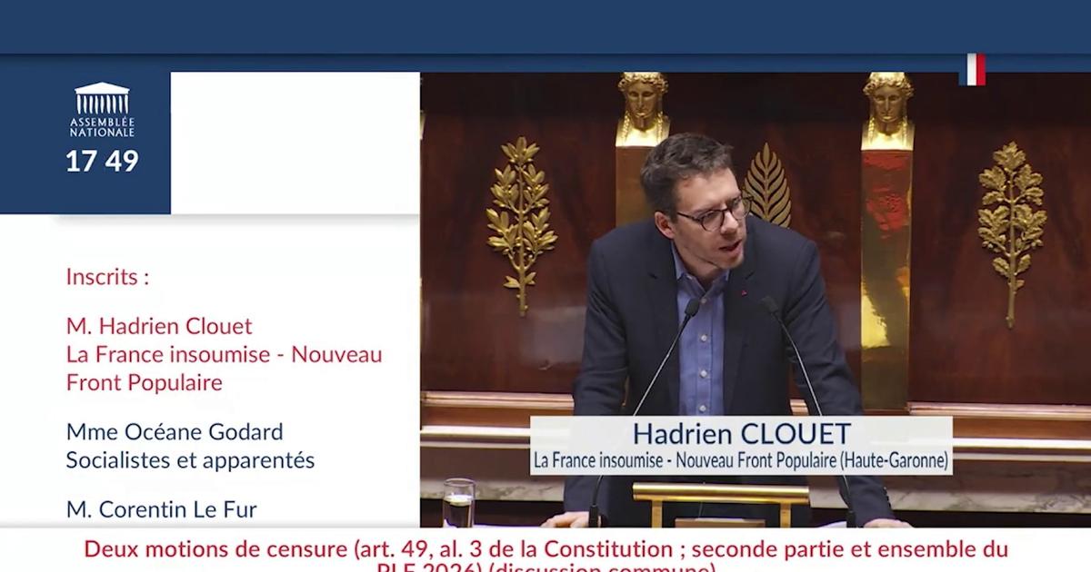 Motions de censure: l'insoumis Hadrien Clouet accuse le gouvernement de reprendre des mesures issues du programme du Front national