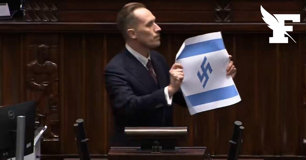 Un député polonais d'extrême droite exhibe un drapeau israélien marqué d'une croix gammée au Parlement