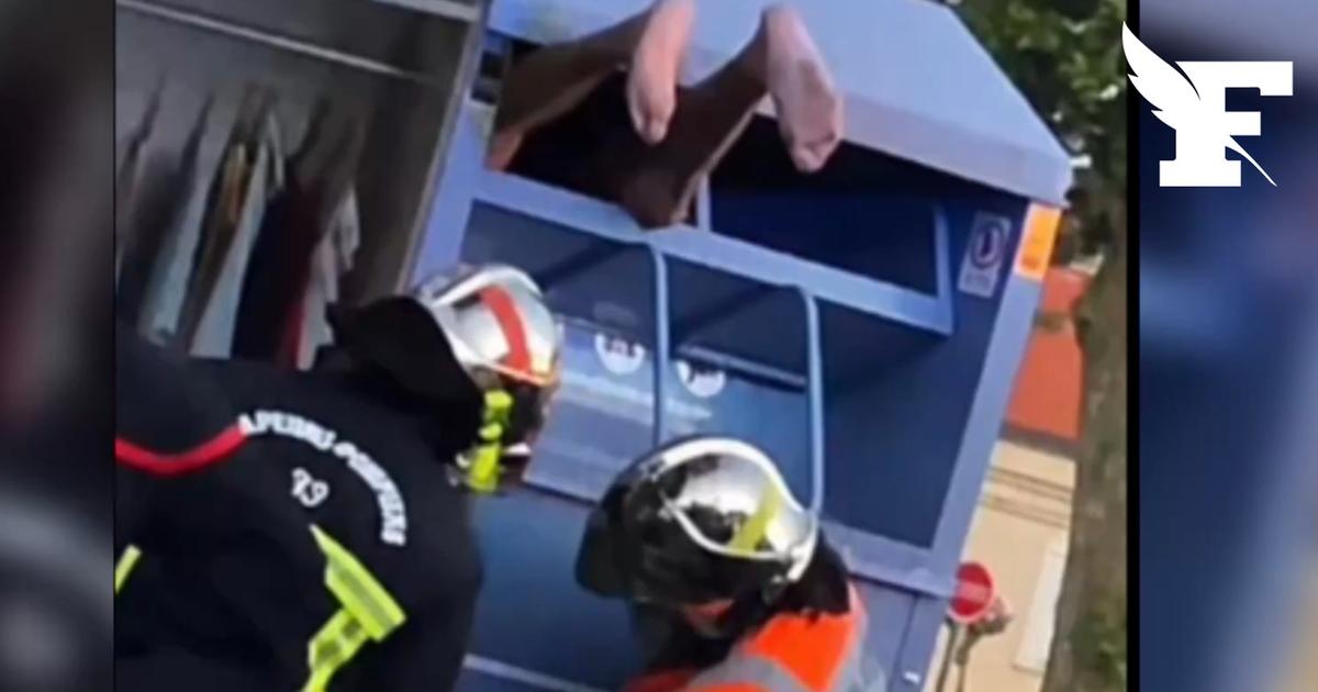 Un homme coincé dans une borne de collecte de vêtements sauvé par des pompiers