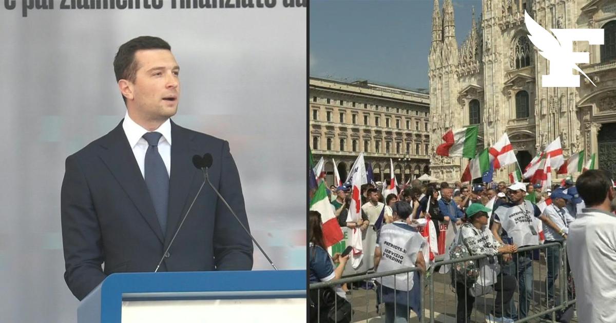 Jordan Bardella participe à un meeting de la droite nationaliste européenne à Milan