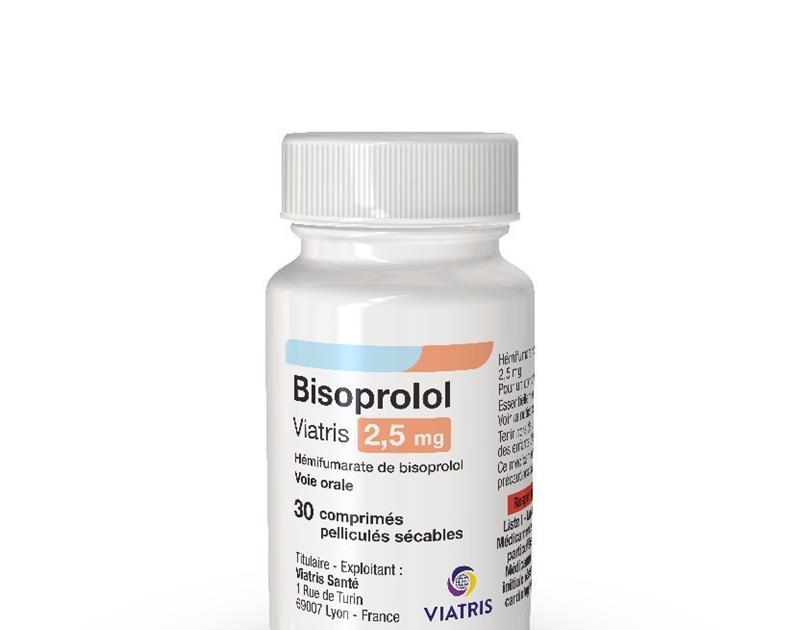 BISOPROLOL VIATRIS 2,5 mg, comprimé pelliculé sécable, boîte de 1 flacon de 30