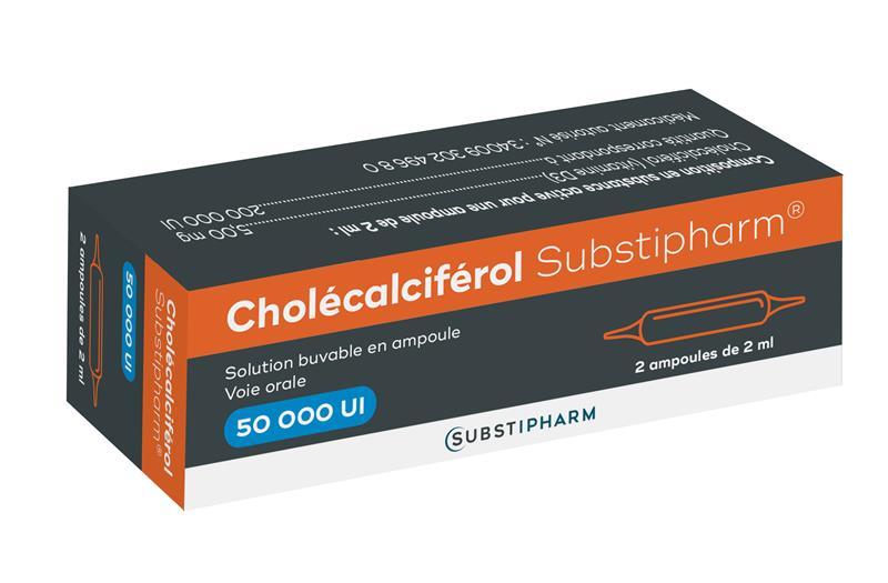 CHOLECALCIFEROL SUBSTIPHARM 50 000 UI, solution buvable en ampoule, boîte de 2 ampoules de 2 ml