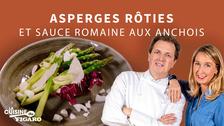 La recette d'Asperges rôties sous leur peau et sauce romaine aux anchois