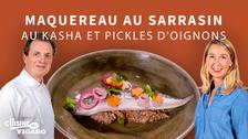 La recette du Maquereau au sarrasin : Filets pochés au kasha et pickles d'oignons
