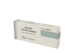Diluant physiologique phenole à 4 pour mille, solution injectable, boîte de 5 flacons de 4,50 ml