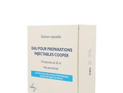 Eau pour preparations injectables cooper, solution injectable, boîte de 10 ampoules bouteilles de 20 ml
