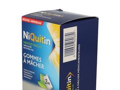 Niquitin menthe fraiche 2 mg sans sucre, gomme à mâcher médicamenteuse édulcorée au sorbitol et au xylitol, boîte de 96