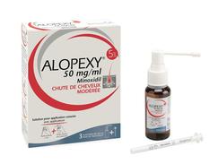 Alopexy 50 mg/ml, solution pour application cutanée, boîte de 3 flacons avec pipettes graduées et pompes doseuses de 60 ml