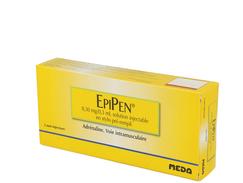 Epipen 0,3 mg/0,3 ml injectable boîte de 2 stylos préremplis de 0,30 ml