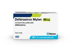 Deferasirox mylan 90 mg, comprimé pelliculé, boîte de 30 plaquettes unitaires de 1