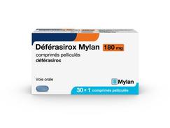 Deferasirox mylan 180 mg, comprimé pelliculé, boîte de 30 plaquettes unitaires de 1