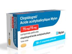 Clopidogrel/acide acetylsalicylique mylan 75 mg/75 mg, comprimé pelliculé, boîte de 30 plaquettes prédécoupées de 1