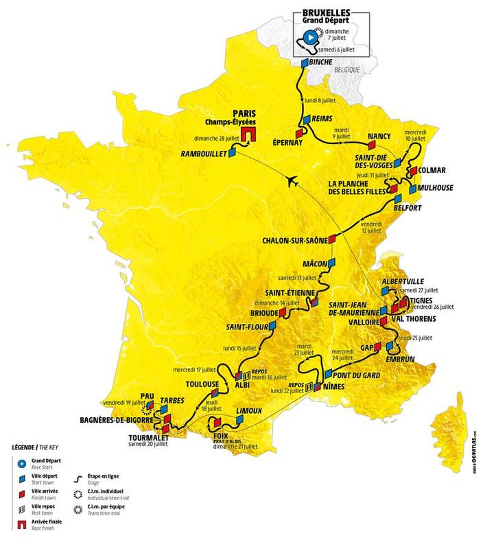 Tour De France 2019 Le Parcours Les Etapes Et 10 Choses A Retenir Tour De France Cyclisme