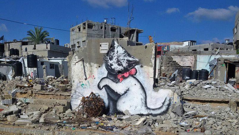 banksy bombe gaza de graffitis