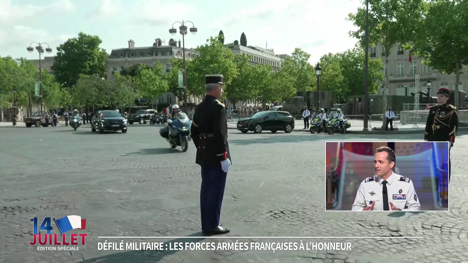 14 juillet: Emmanuel Macron arrive place de l'Étoile