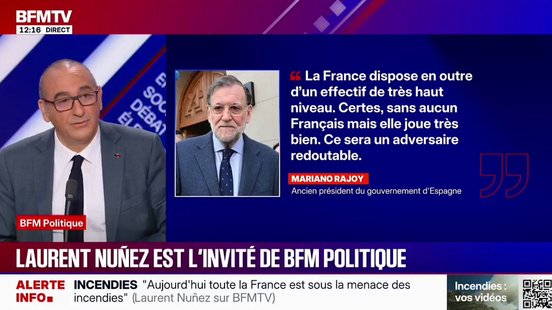 «C'est absolument inacceptable»: Laurent Nuñez condamne les propos racistes de Mariano Rajoy sur les Bleus