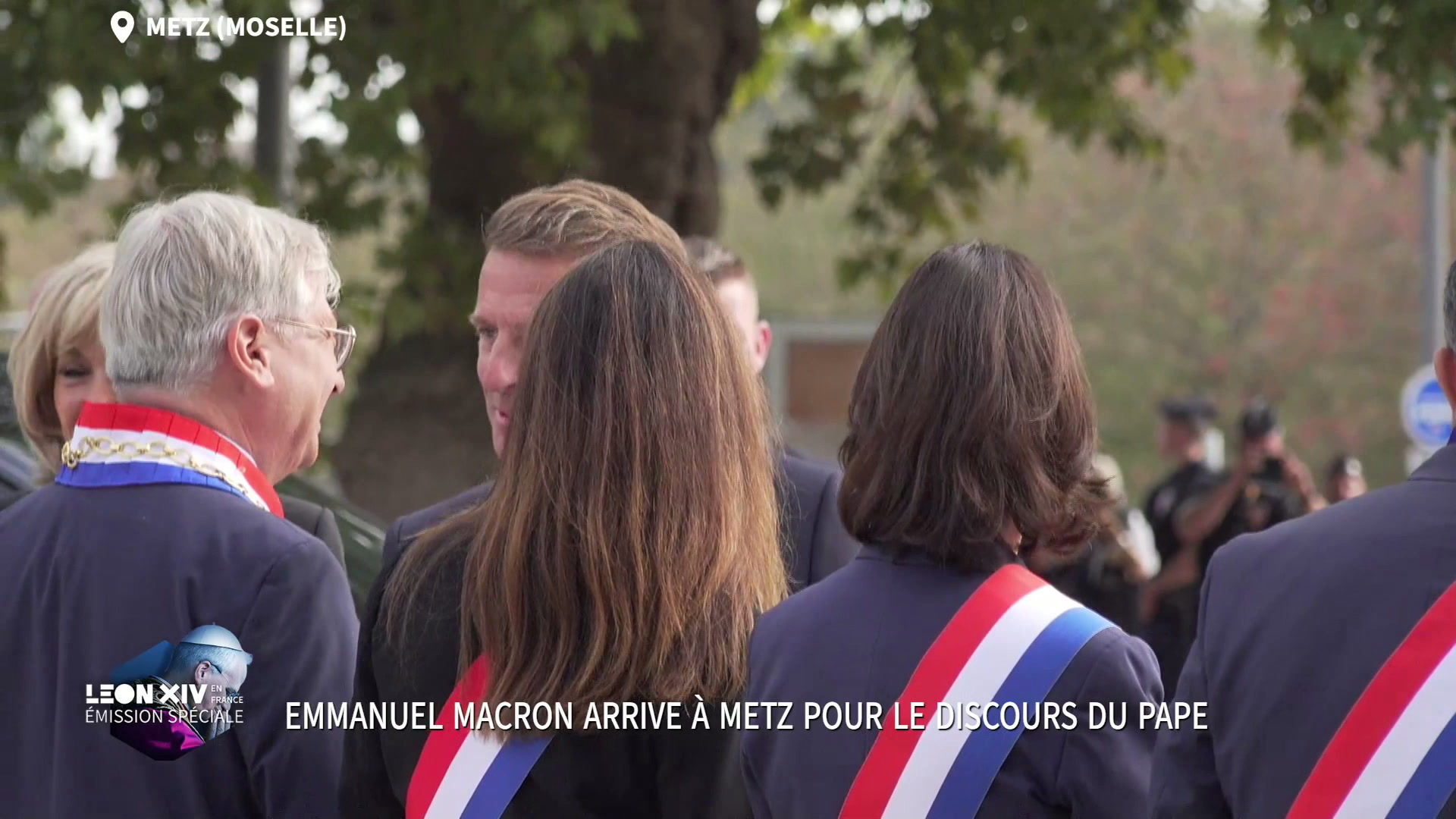 Visite du pape à Metz: les images de l'arrivée d'Emmanuel Macron avant le discours de Léon XIV