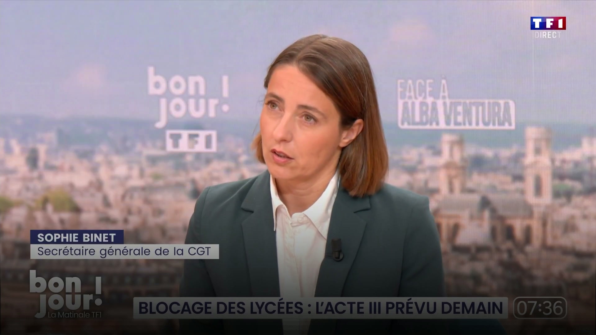 Blocus des lycées: Sophie Binet assure que «la CGT sera aux côtés des lycéens»