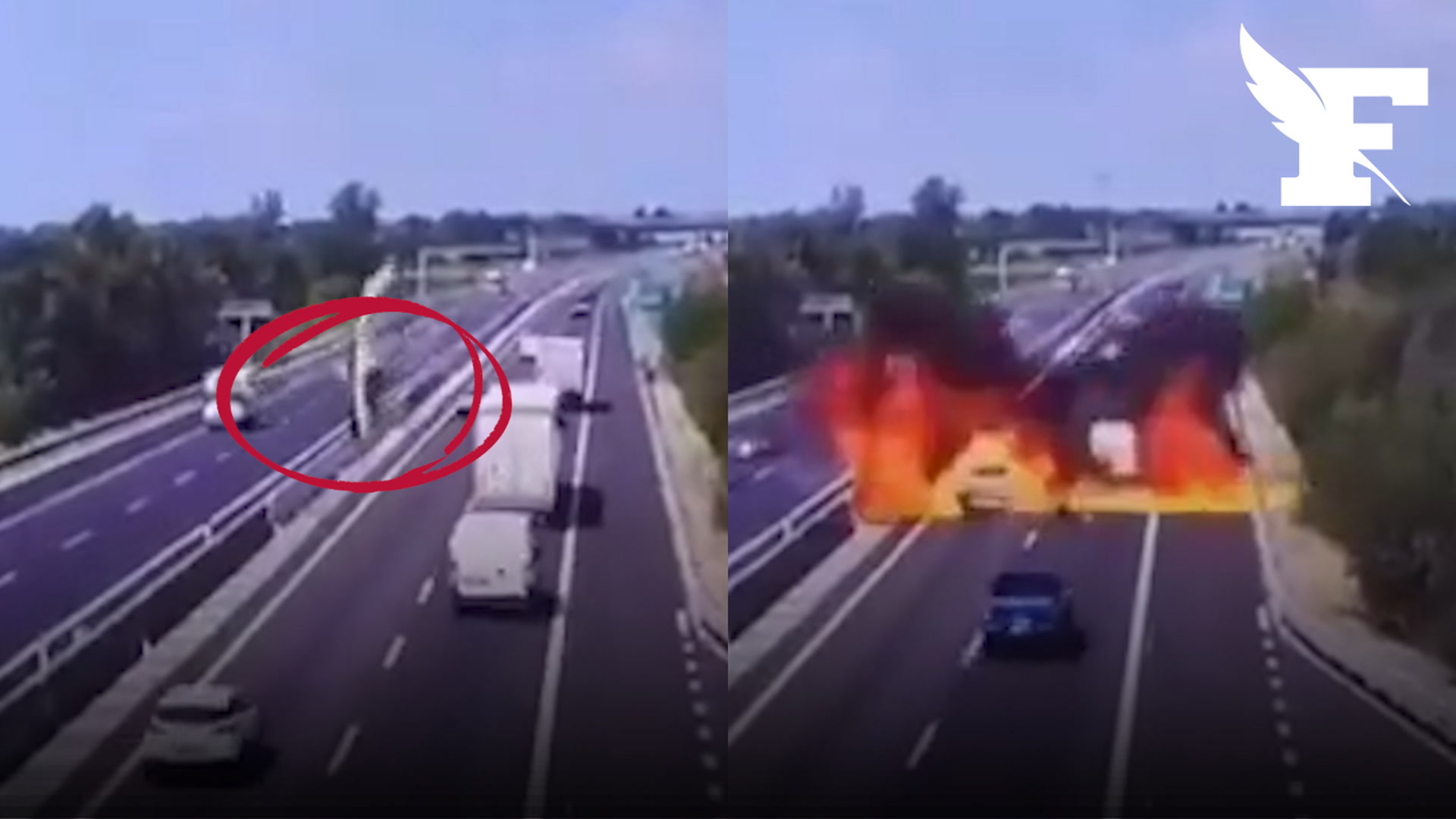 Italie : les images spectaculaires du crash d’un ULM sur une autoroute