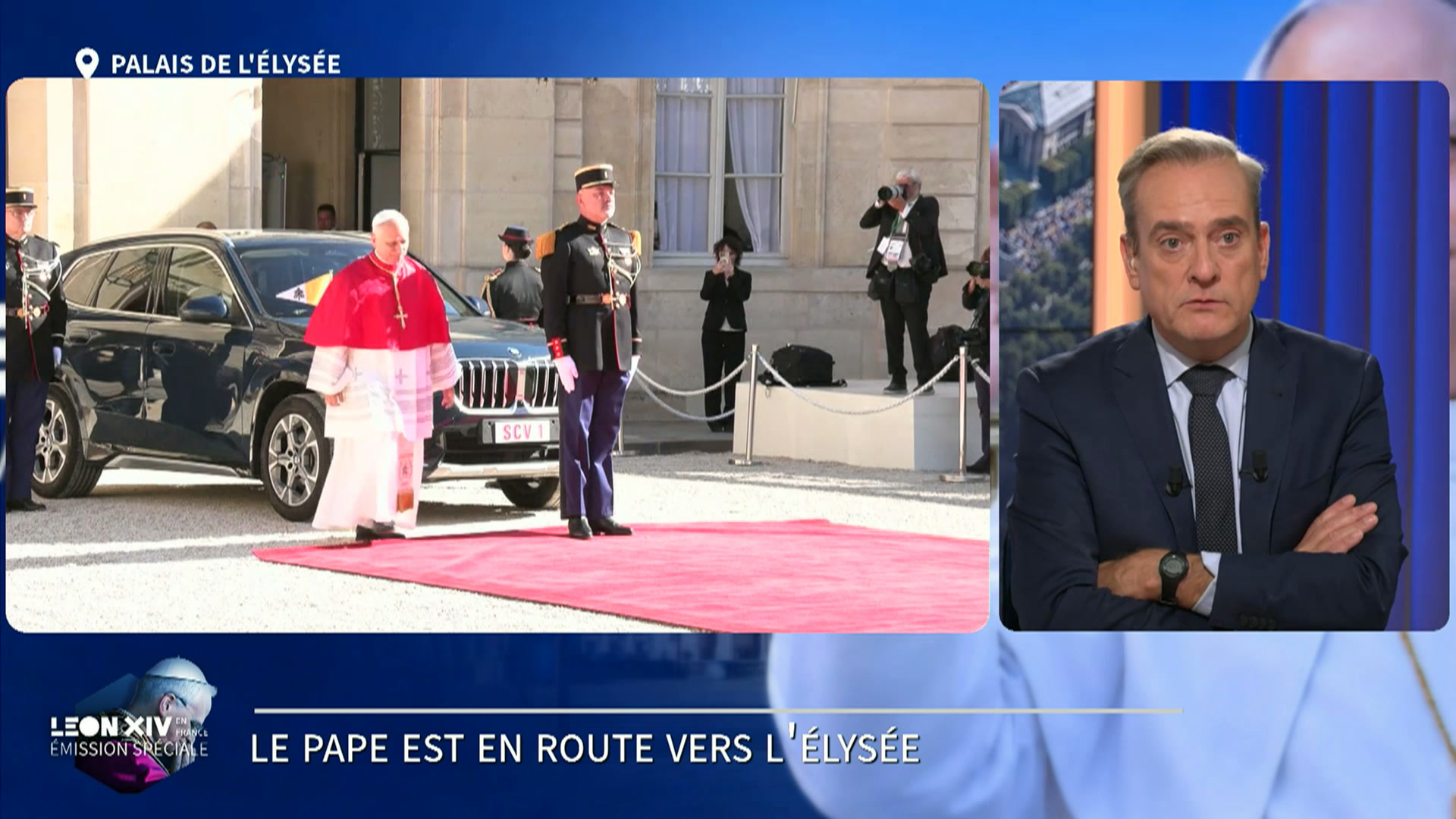 Léon XIV est arrivé à l'Élysée pour un entretien avec Emmanuel Macron