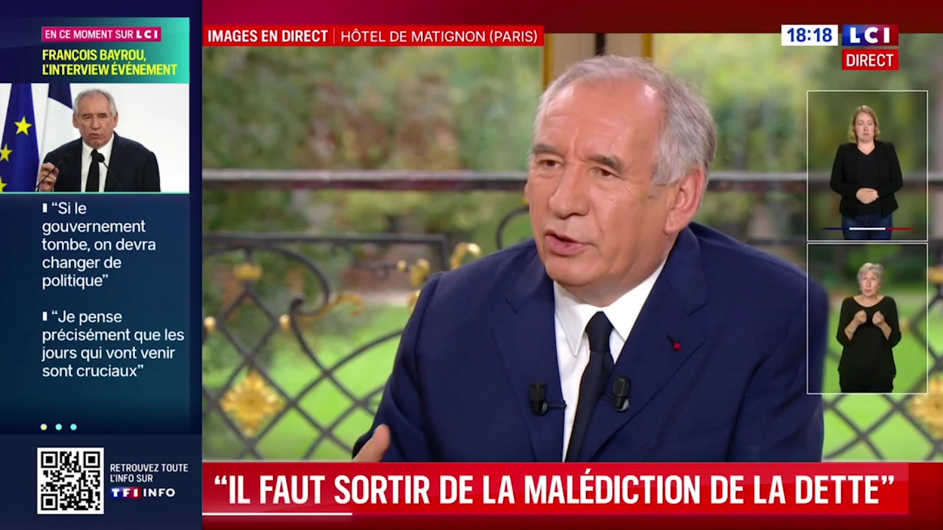 François Bayrou défend sa responsabilité dans la dette de la France