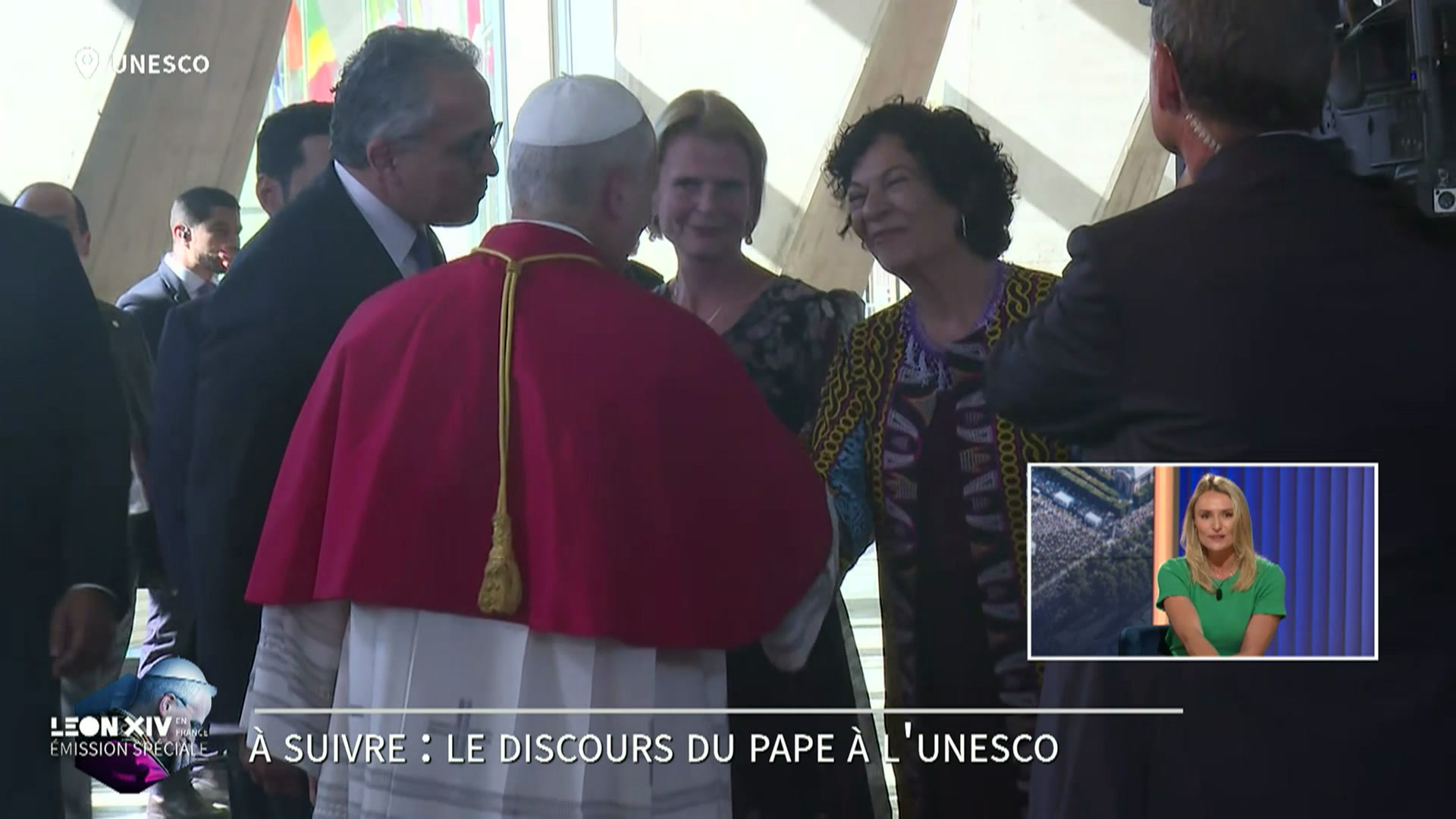 Les images de l'arrivée du pape Léon XIV au siège de l'Unesco à Paris