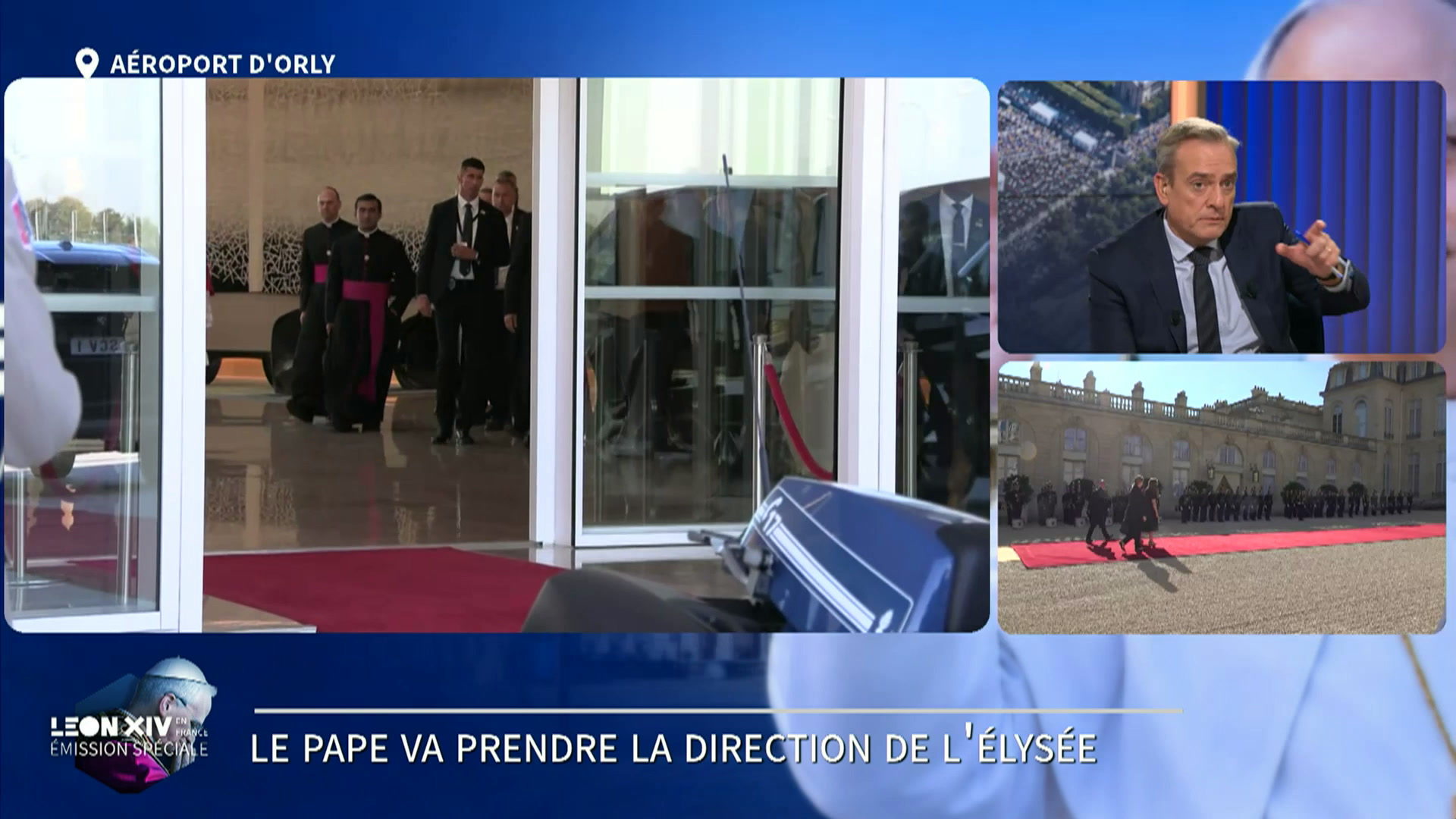 Léon XIV quitte l'aéroport d'Orly pour se rendre à l'Élysée