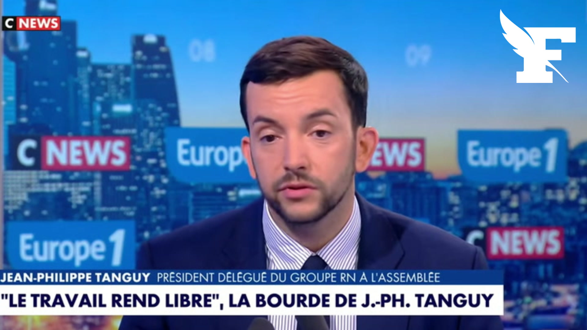 «Le travail rend libre»: Jean-Philippe Tanguy estime n'avoir rien dit de mal