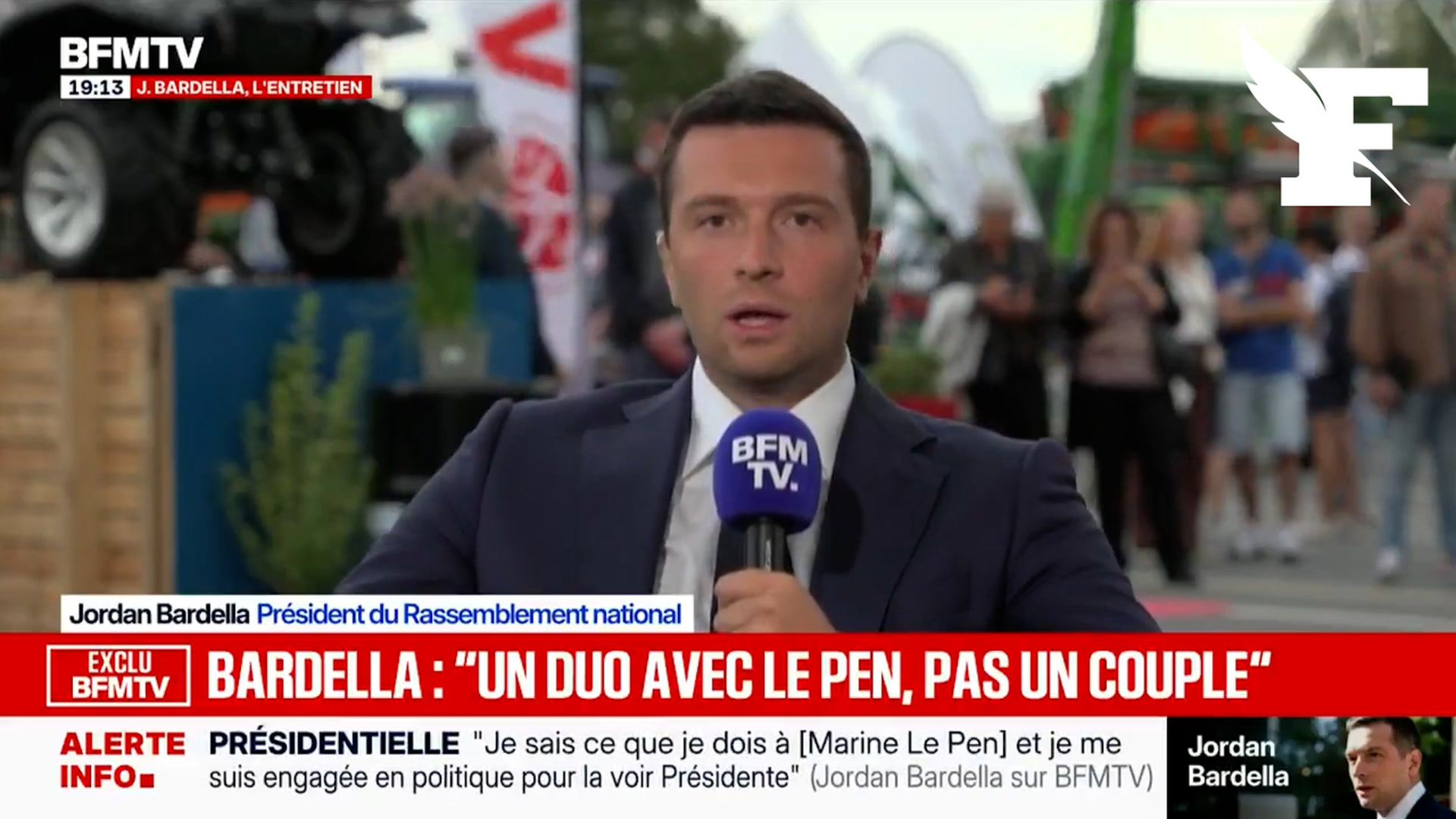 Jordan Bardella reconnaît des «sensibilités différentes» avec Marine Le Pen